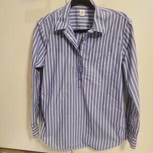 GAP Blue Striped Cotton Boyfriend Shirt XS